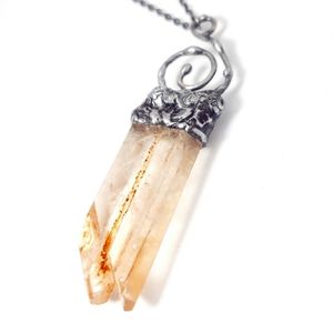 Tangerine quartz statement necklace